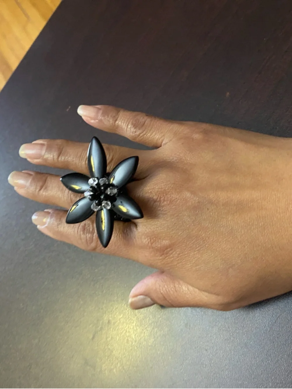 Black Flower Statement Ring - Women Jewelry